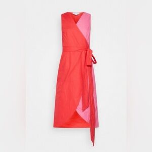 Never Fully Dressed Wrap Dress Sleeveless Linen Wrap Dress Red & Pink